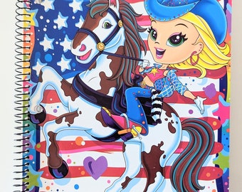 Lisa Frank 3 Subject Notebook, Y2K Rodeo Cowgirl