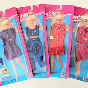 4 Vintage Barbie Lee Jeans Fashion Outfits by Mattel
