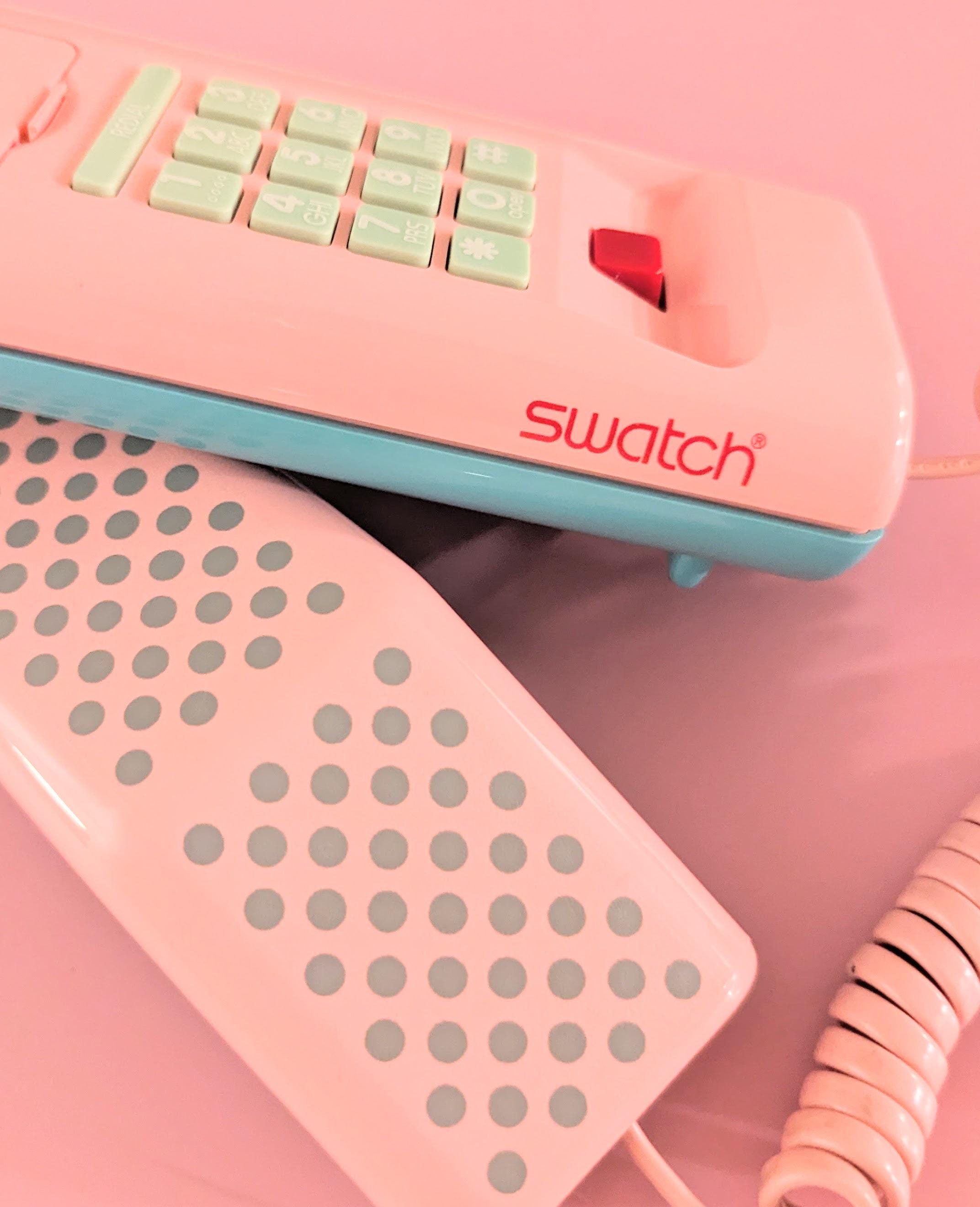 Vintage Swatch Twin Phone, Pink and Blue, Memphis Design Style - Etsy