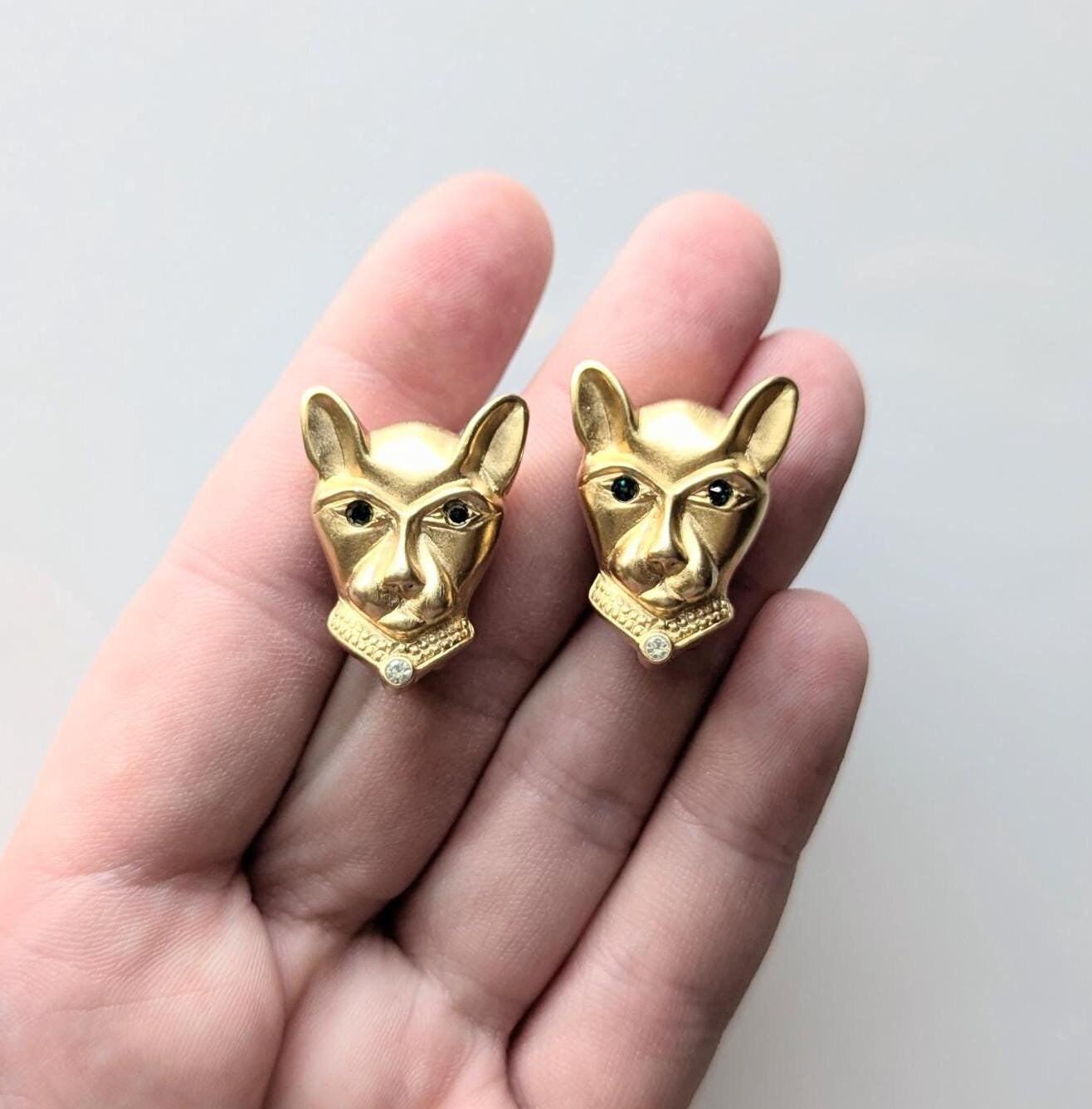 Vintage Jackie Collins Panther Clip On Earrings