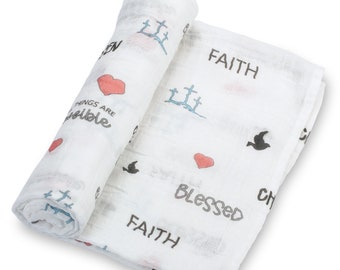 Baby Muslin Swaddle Blanket 47x47 All Things Are Possible