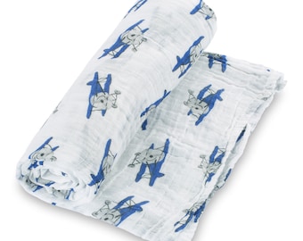 Baby Muslin Swaddle Blanket 47x47 Up, Up, Up and Away