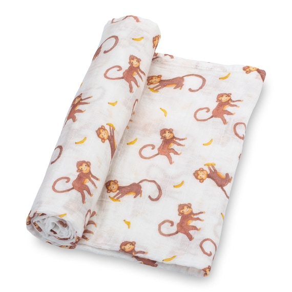 Baby Monkey Muslin Swaddle Blanket 100 Cotton 47x47 Soft Breathable Wrap for Newborns Etsy Canada