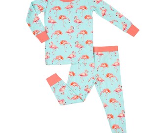 Kids 2-Piece Bamboo Pajama Long Sleeve Set Let's Flamingle