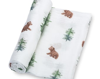 Baby Muslin Swaddle Blanket 47x47 Baby Bear