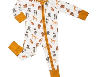 Bamboo Baby Convertible Zipper Pajama Doggone Cute