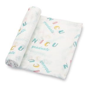 LollyBanks Muslin Swaddle Blanket – 100% Cotton Baby Wrap 47”x47”, Soft Newborn Receiving Blanket, Nursery Essential (NICU Prints)