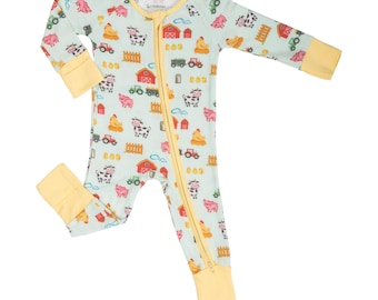 Bamboo Baby Convertible Zipper Pajama Little Barnyard