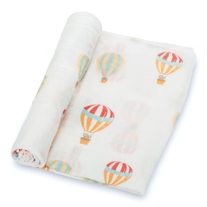LollyBanks Heißluftballon Musselin Swaddle Decke - 100% Baumwolle, 120 x 120 cm - Ein Muss für Babys