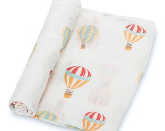 Baby Muslin Swaddle Blanket 47x47 Hot Air Balloon