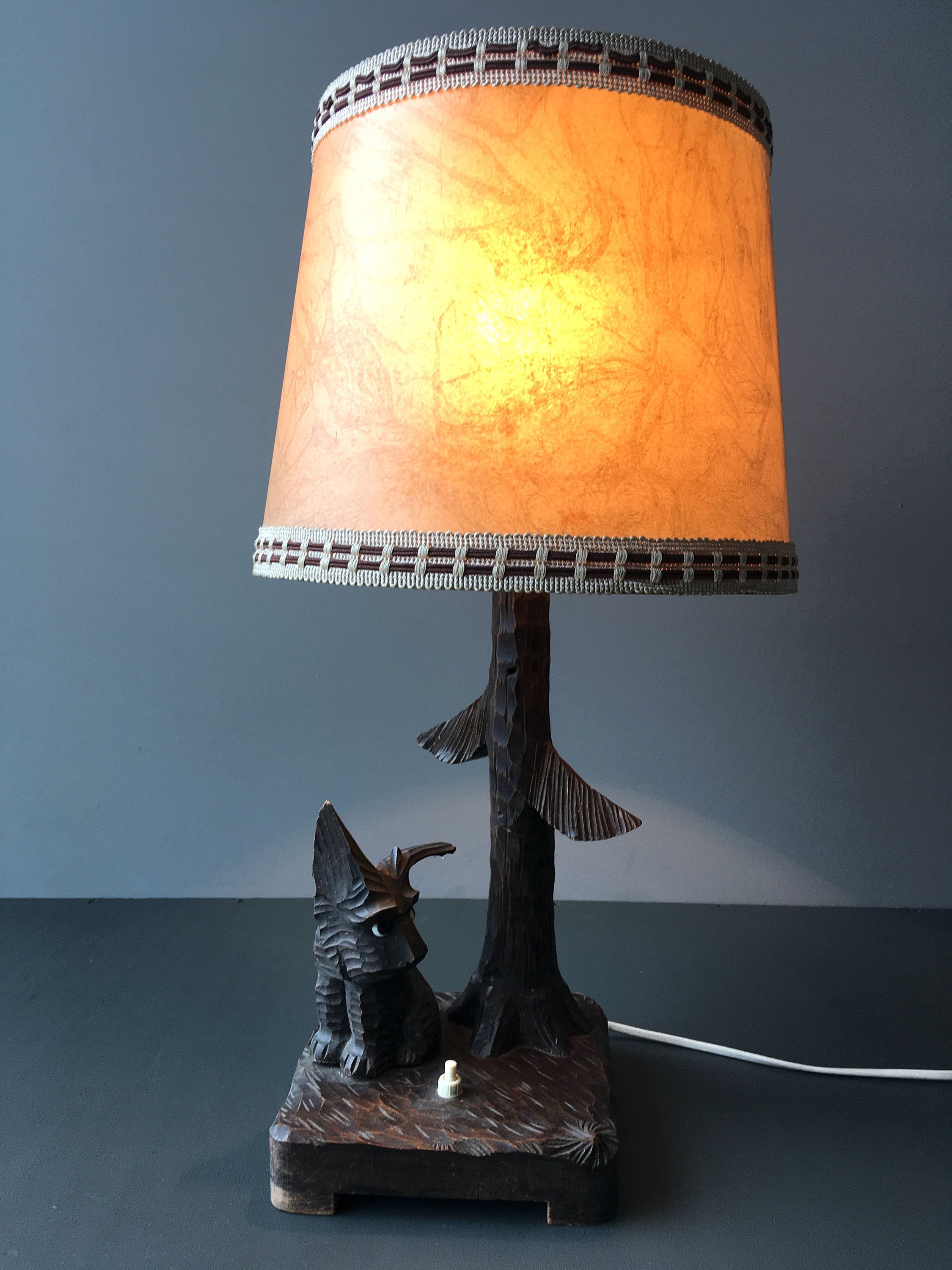 Vintage Table Lamp Carved in Wood From the 50s and 60s. Etsy UK