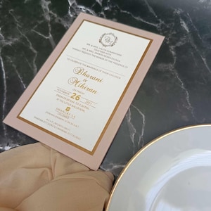 Invitación con lámina de oro de 2 mm / Tarjetas de boda premium / Invitación personalizada / Invitación sencilla / Boda estética / Temática dorada / Boda rústica