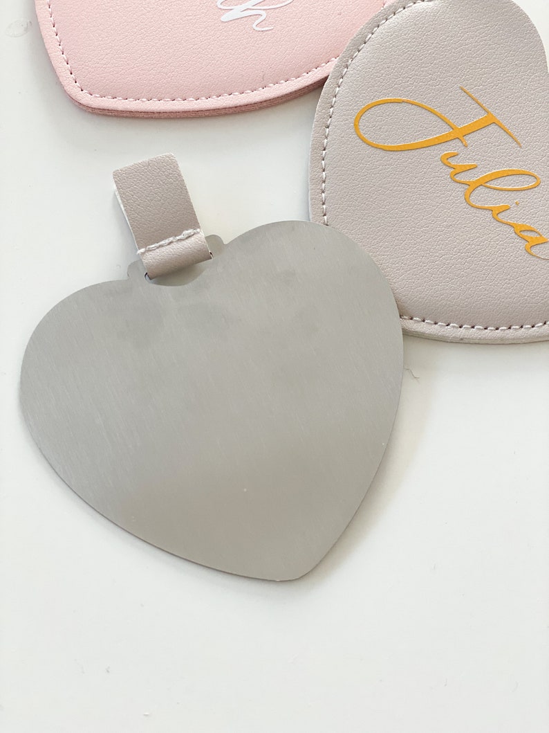 Personalisierter Taschenspiegel, Herz Spiegel personalisiert, kleines Geschenk Weihnachten, Geschenk für Mädchen, Geschenk Valentinstag Bild 6