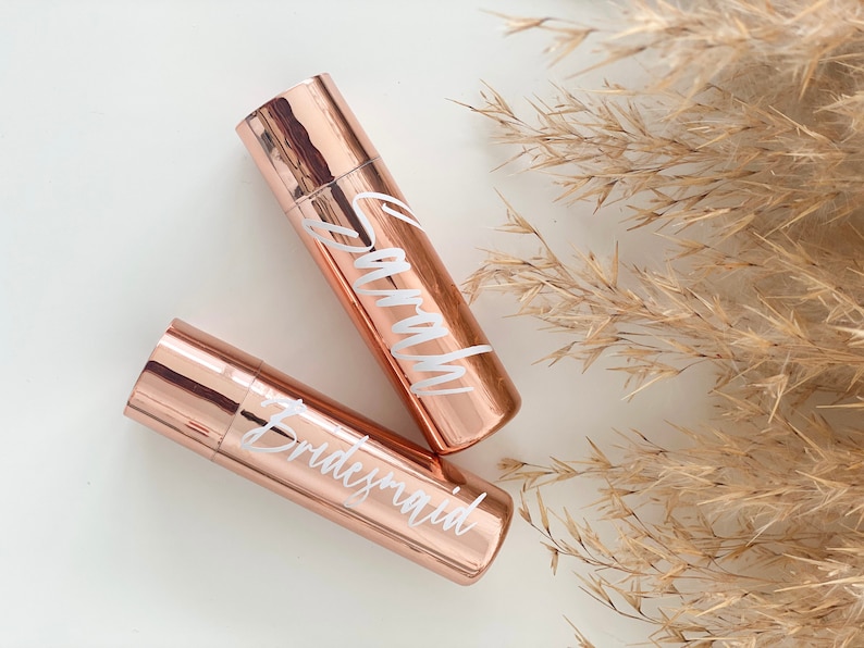 Trauzeugin fragen - die schönsten Ideen & Geschenke + 7 Karten-Vorlagen Personalisierter Lippenbalsam Rosegold/ kleines Geschenk Bild 1