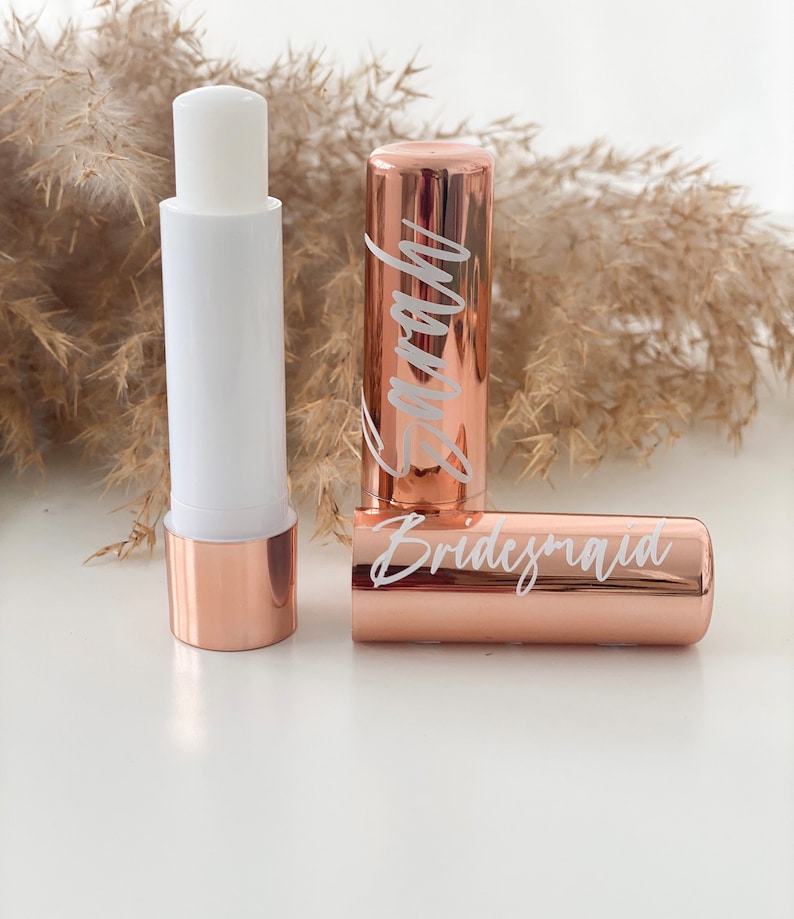 Personalisierter Lippenbalsam Rosegold/ kleines Geschenk personalisiert, Geschenk Brautjungfer/ Geschenkbox Trauzeugin Bild 3