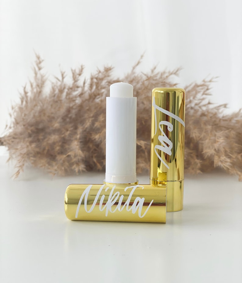 Trauzeugin fragen - die schönsten Ideen & Geschenke + 7 Karten-Vorlagen Personalisierter Lippenbalsam Rosegold/ kleines Geschenk Bild 5