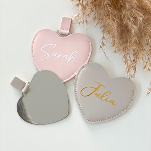 Personalisierter Taschenspiegel, Herz Spiegel personalisiert, kleines Geschenk Weihnachten, Geschenk für Mädchen, Geschenk Valentinstag Bild 1
