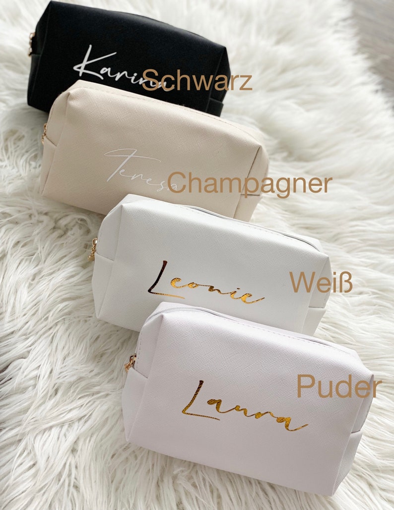 Personalisierte Kosmetiktasche Champagner Gold/ Geschenk Brautjungfer, personalisiertes Geschenk Valentinstag Bild 7