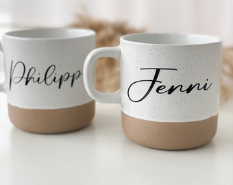 Personalisierter Becher, Becher Steingut, Minimalistischer Becher, Glas Becher , Geschenk Papa,