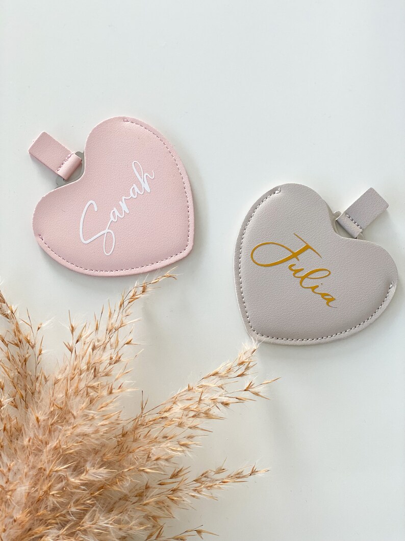 Personalisierter Taschenspiegel, Herz Spiegel personalisiert, kleines Geschenk Weihnachten, Geschenk für Mädchen, Geschenk Valentinstag Bild 8