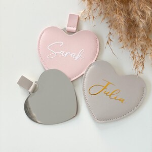 Personalisierter Taschenspiegel, Herz Spiegel personalisiert, kleines Geschenk Weihnachten, Geschenk für Mädchen, Geschenk Valentinstag Bild 4