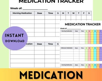 Druckbare tägliche Medikationstracker, Medikationslogbuch, Medikamenteinnahmetracker, wöchentliche Medikationtracker, Medikationsblatt, Medizinzeitplan