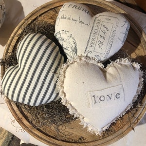 French country heart decor for wooden bowls or tiered trays!