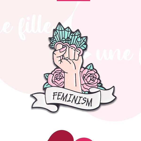 Pins métal Feminisme - une fille une fille - Roses Fleurs femmes Queer Girlpower Feminist Pride Pridewoman pour votre style ou en cadeau