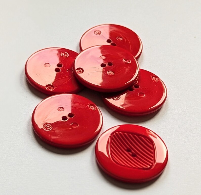 Red Plastic Buttons, Set of 6, Glossy-matte, Made in Germany (23 Mm ...