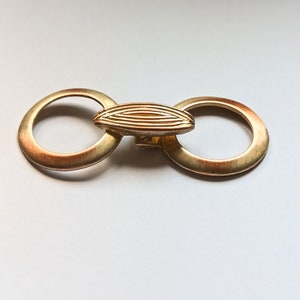 1 schöne Metallschnalle aus hellgold-kupferfarbenen Metall, für Riemen,Bänder und Gürtel zum Annähen, 2-teilig, 26,5 x 62 mm
