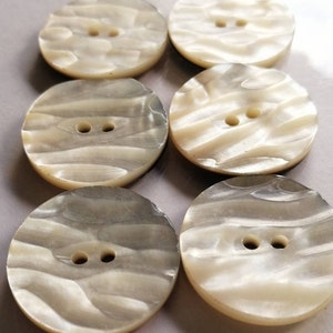 Bottoni per cappotto in madreperla, bianco crema, 25 mm, set da 6