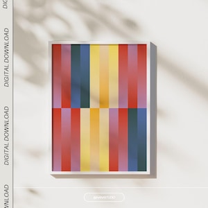 Modern Color Block Abstract Wall Art – Bold Geometric Stripes | Digital Download | Minimalist Home Decor | Dopamine Decor Printable