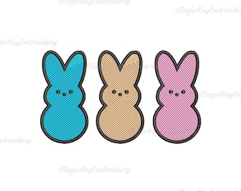 Bunny easter peeps bunnies trendy Diseño Bordado Archivo Digital - 3 Tallas - pes
