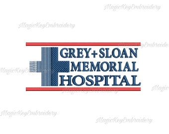 Diseño de bordado de moda del Hospital Grey Sloan Memorial de Grey's Anatomy, archivo digital (3 tamaños) - pes
