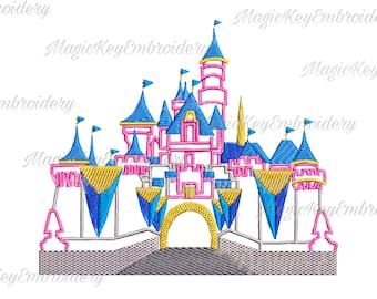 Castillo Mágico Diseño de Bordado de Moda Archivo Digital - 3 Tallas - . DST, .EXP. HUS, .jef, .pes, .xxx, .vip, .vp3