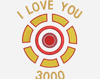 I Love You 3000 Superhero Embroidery Design Digital File - 4 Tamaños - DST EXP HUS JEF PES Sew VP3 XXX