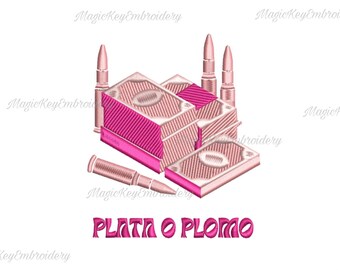 Narcos Plata o Plomo Escobar trendy Embroidery Diseño Digital File - 3 Tallas - pes