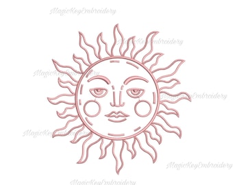 Sol celestial tropical playa estrella astrología planeta de moda Bordado Diseño Archivo Digital - 4 Tallas - pes