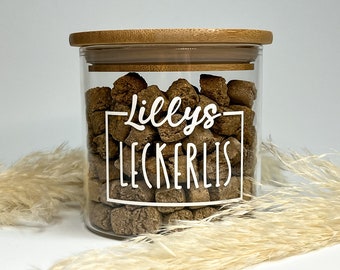 Personalisierter Aufkleber Leckerlis für DIY Leckerlidose | Etikett Vinyl-Sticker Sticker Leckerli Vorratsdose weiß gold schwarz Hund Katze