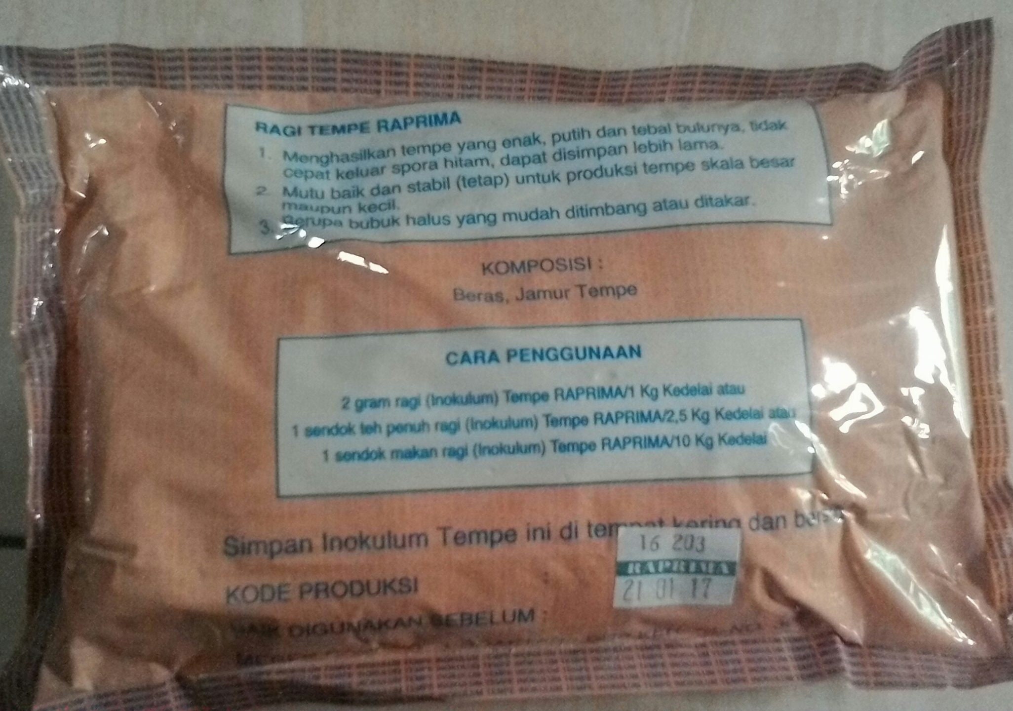 Ragi Tempe tempeh Starter/yeast 500gr Etsy