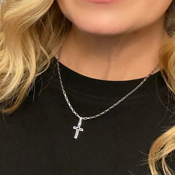 Stainless Steel CROSS Necklace ~ PICK A CHAIN ~ No Tarnish ~ Silver Chain ~ Cross Charm ~ Gift ~ Fun Fashion On The Go