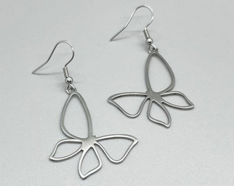 Stainless Steel BUTTERFLY Earrings ~ No Tarnish ~ Hypoallergenic ~ Large Butterfly Pendant ~ Gifts For Her ~ Fun Fashion On The Go