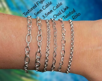 Stainless Steel Silver Chain Bracelet ~ No Tarnish ~ CHOOSE YOUR CHAIN ~ Layering Bracelet ~ Gifts For Her ~ Fashion On The Go