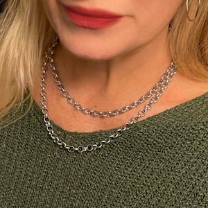 Stainless Steel Rolo Chain Necklace ~ No Tarnish ~ Silver Chain ~ Women ~ Unisex ~ Fun Fashion On The Go