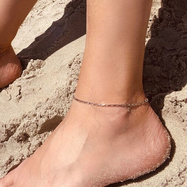 Stainless Steel Square Box Chain Anklet ~ Dainty Anklet ~ Silver Chain ~ No Tarnish ~ Women ~ Teens ~ Fun Fashion On The Go
