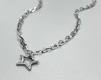 Stainless Steel STAR Pendant Necklace ~ Non Tarnish ~ Oval Link Chain ~ Mini Paperclip ~ Women ~ Teen ~ Fun Fashion On The Go