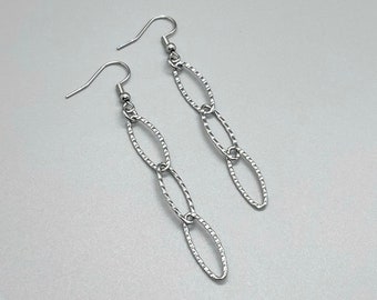 Stainless Steel Wavy Link Chain Earrings ~ No Tarnish Hypoallergenic ~ Hammered Link Chain ~ Gifts For Her ~ Fun Fashion On The Go