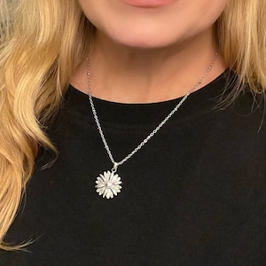 Stainless Steel Daisy Pendant Necklace No Tarnish CHOOSE YOUR CHAIN Flower Charm Jewelry Gifts For Her ~ Fun Fashion On The Go