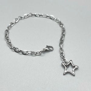 Stainless Steel STAR Pendant Bracelet No Tarnish Oval Link Chain Mini Paperclip Women Teen Fun Fashion On The Go image 1