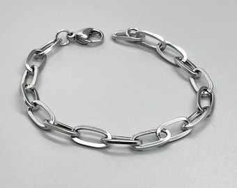 Stainless Steel Silver Chain Bracelet No Tarnish Oval Link Paperclip Chain Women Teen Unisex Jewelry Fun Fashion On The Go